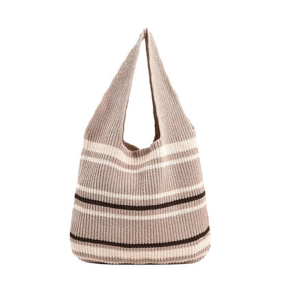 Women Stripe Braid Travel Tote Fashion Female Large Capacity Shoulder Bag Youth Vitality Style Multi-functional Handbag