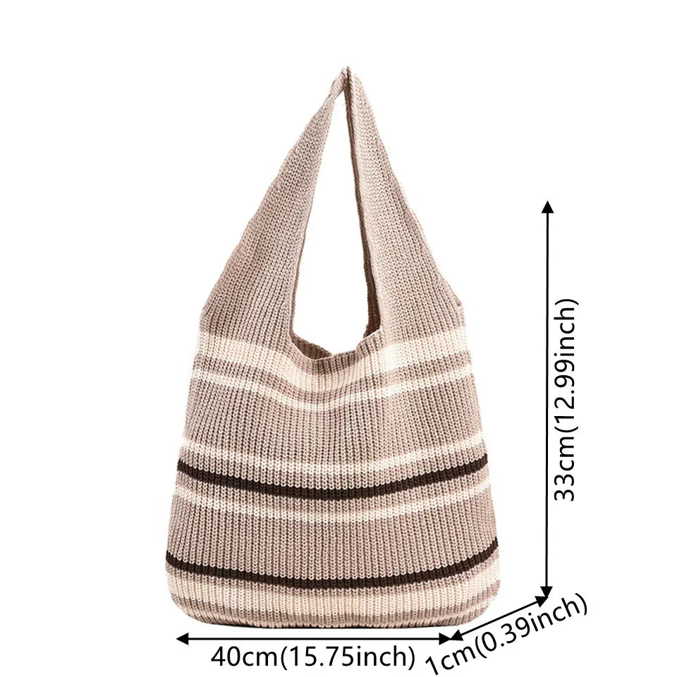 Women Stripe Braid Travel Tote Fashion Female Large Capacity Shoulder Bag Youth Vitality Style Multi-functional Handbag
