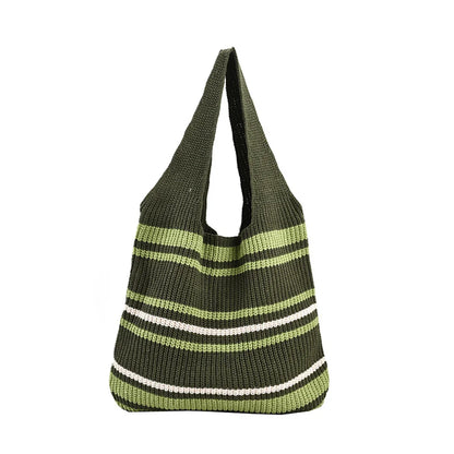 Women Stripe Braid Travel Tote Fashion Female Large Capacity Shoulder Bag Youth Vitality Style Multi-functional Handbag