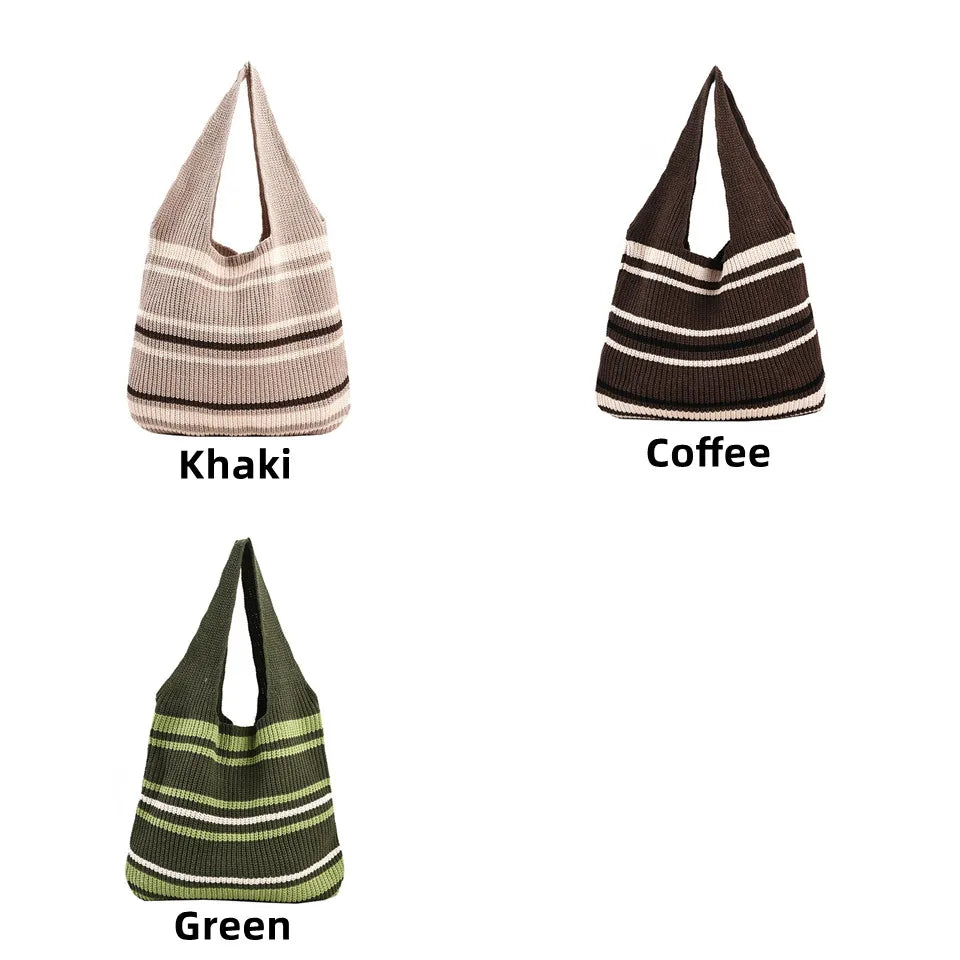 Women Stripe Braid Travel Tote Fashion Female Large Capacity Shoulder Bag Youth Vitality Style Multi-functional Handbag