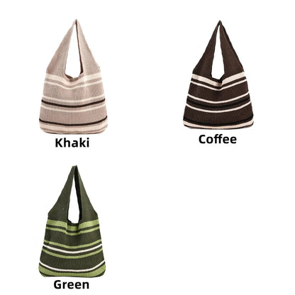 Women Stripe Braid Travel Tote Fashion Female Large Capacity Shoulder Bag Youth Vitality Style Multi-functional Handbag