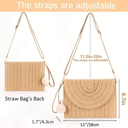 Women Summer Beach Straw bag Woven Handbags Weave Tote Bag Female Bohemian Rattan Shoulder Bags for Women Travel Shopping Bags