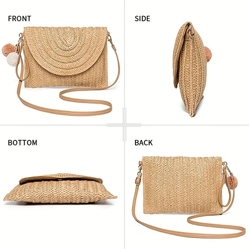 Women Summer Beach Straw bag Woven Handbags Weave Tote Bag Female Bohemian Rattan Shoulder Bags for Women Travel Shopping Bags