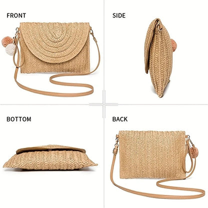 Women Summer Beach Straw bag Woven Handbags Weave Tote Bag Female Bohemian Rattan Shoulder Bags for Women Travel Shopping Bags