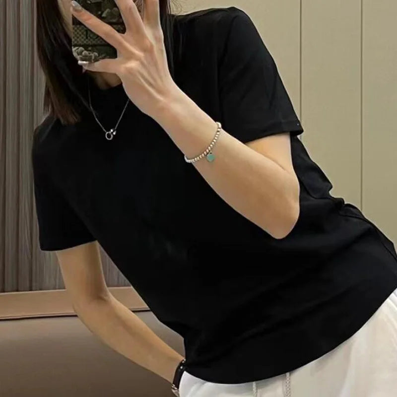 Women Summer Simple Style High Quality  T-shirt fashion Street Casual Shirt