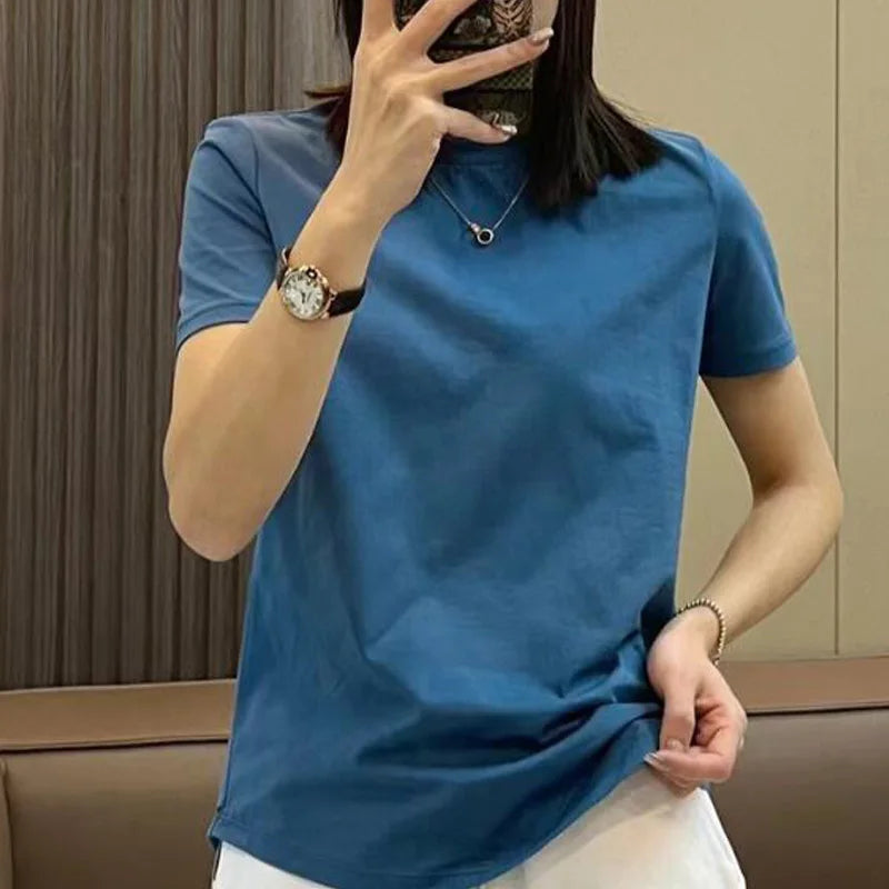 Women Summer Simple Style High Quality  T-shirt fashion Street Casual Shirt