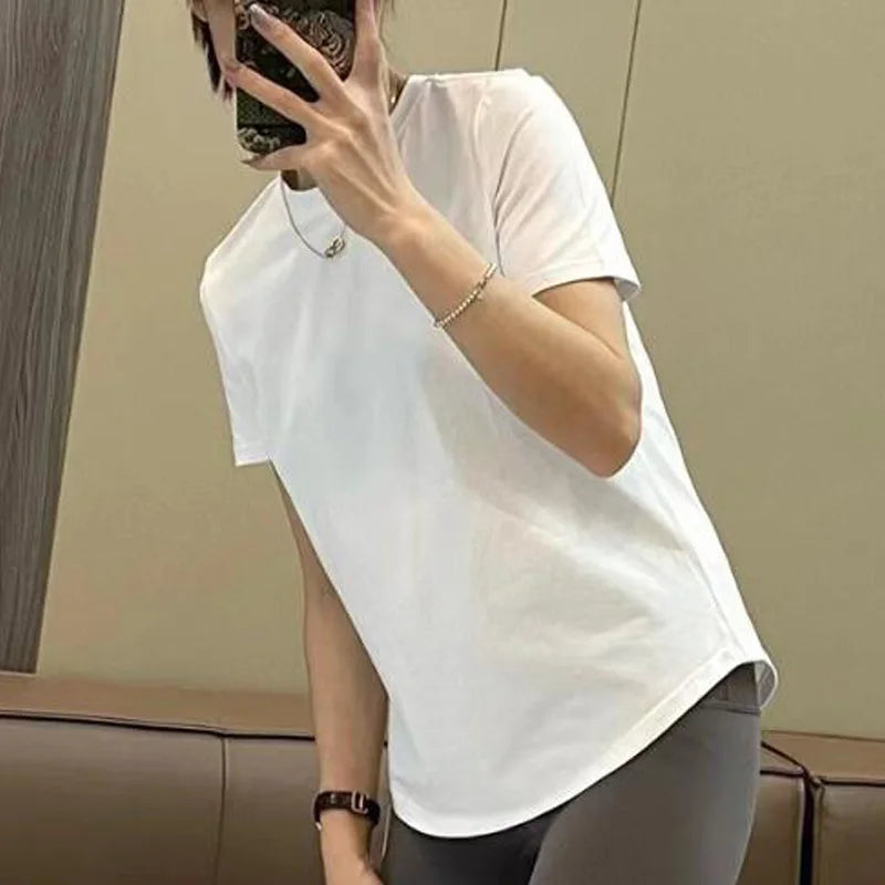 Women Summer Simple Style High Quality  T-shirt fashion Street Casual Shirt