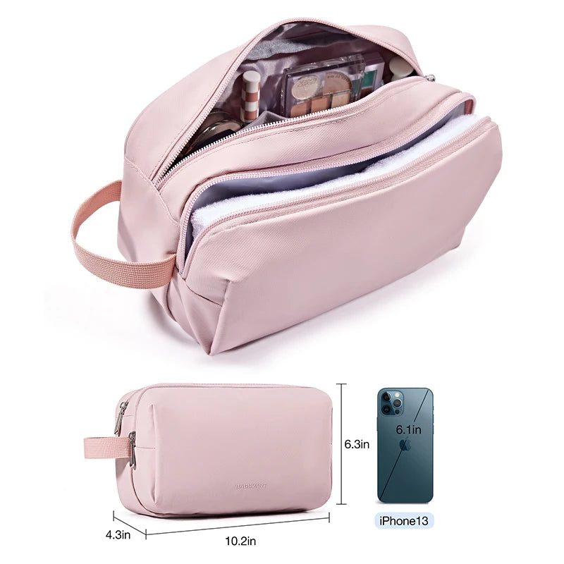 Women Toiletry Bag for Men BAGSMART Pink Water-resistant Dopp Kit for Travel Lightweight Shaving Bag Fits Full Sized Toiletries