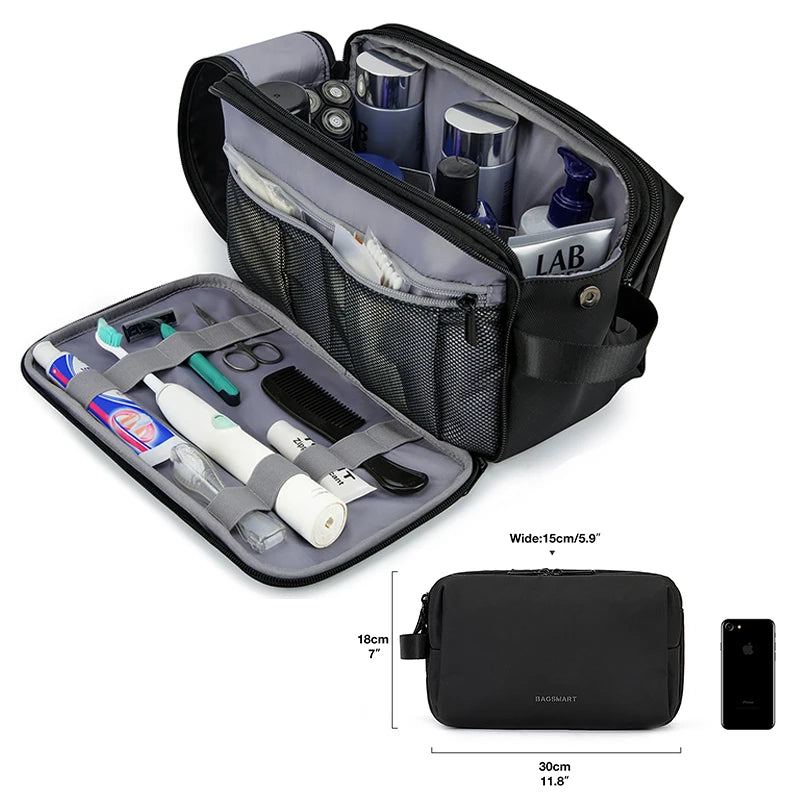 Women Toiletry Bag for Men BAGSMART Pink Water-resistant Dopp Kit for Travel Lightweight Shaving Bag Fits Full Sized Toiletries