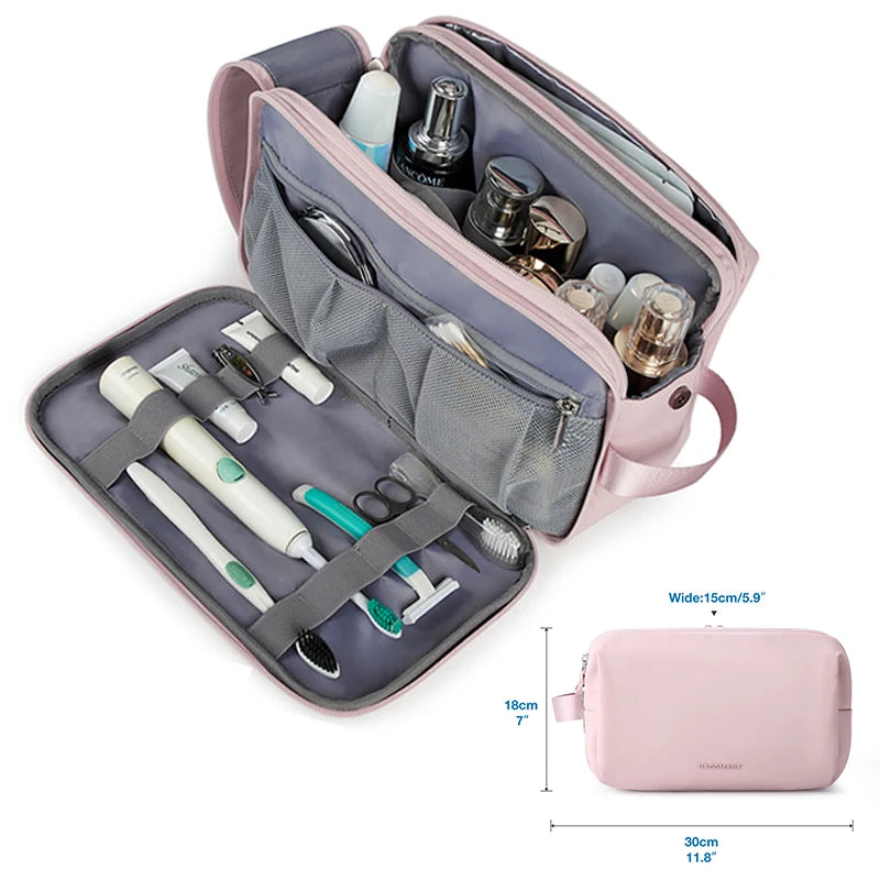 Women Toiletry Bag for Men BAGSMART Pink Water-resistant Dopp Kit for Travel Lightweight Shaving Bag Fits Full Sized Toiletries