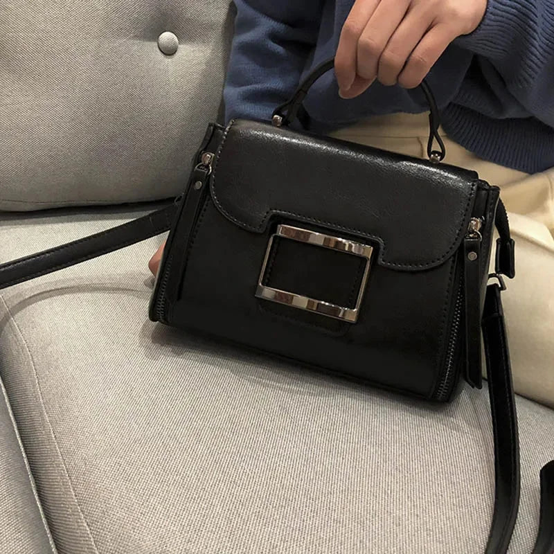 Women Top Handle Messenger Tote Handbag Cowhide Fashion Female Leisure Oil Wax Genuine Leather Cross Body Shoulder Bag New