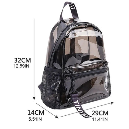 Women Transparent PVC Backpack Travel School Bookbag Daypack Rucksack for Teenager Girls
