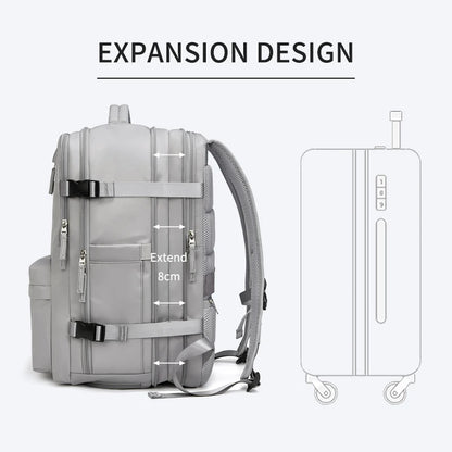Women Travel Backpack 16 Inch Girl Expanded 35L USB Charging Business Laptop Backpack with Shoe Bag Waterproof Hiking Backpack