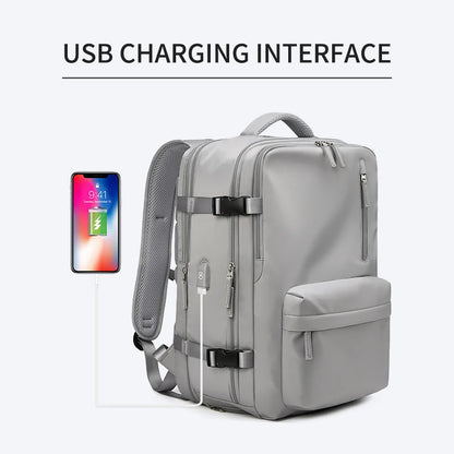 Women Travel Backpack 16 Inch Girl Expanded 35L USB Charging Business Laptop Backpack with Shoe Bag Waterproof Hiking Backpack