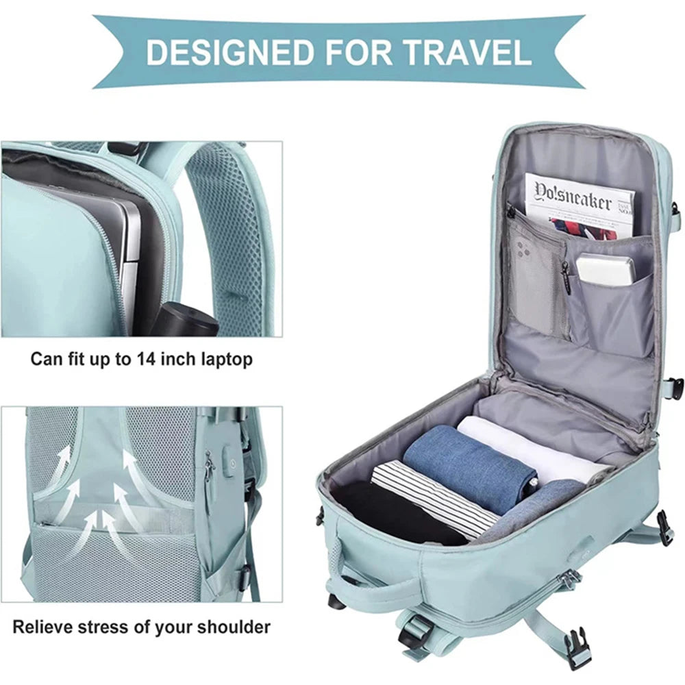 Women Travel Backpack , Men Carry On Backpack,TSA Laptop Backpack Flight Approved, College Nurse Bag Casual Daypack for Weekende