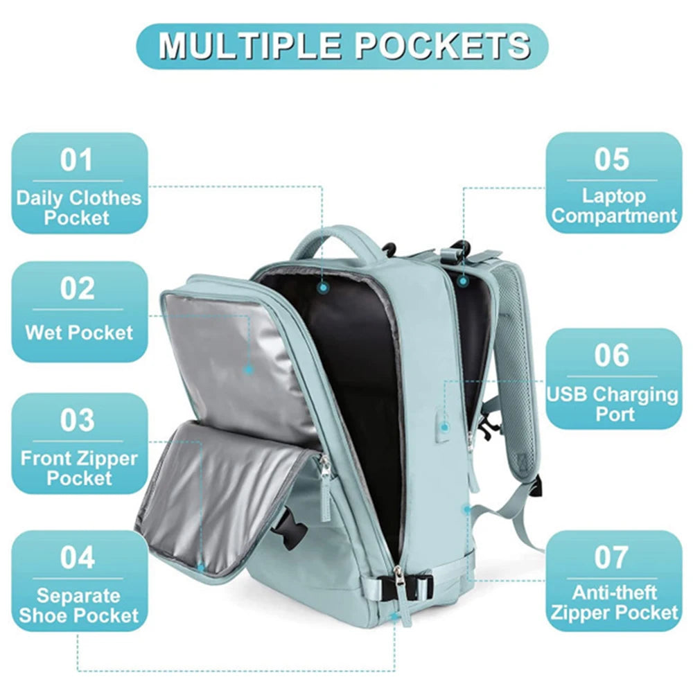 Women Travel Backpack , Men Carry On Backpack,TSA Laptop Backpack Flight Approved, College Nurse Bag Casual Daypack for Weekende