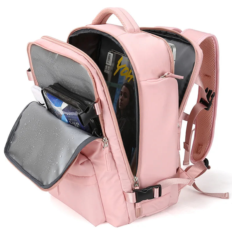 Women Travel Backpack Multifunction 15.6 Inch Laptop Bag Teenage School Bag Independent Shoe Pocket Business Outdoor Backpack
