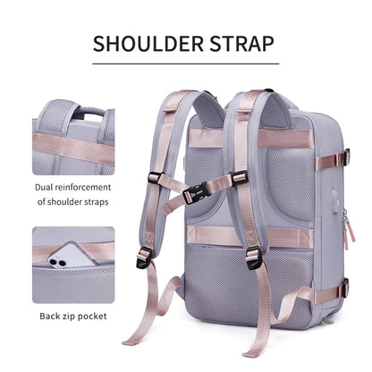 Women Travel Backpack With USB Charging Port, Business Laptop Backpack With Independent Shoes Storage,Girl For School Backpack