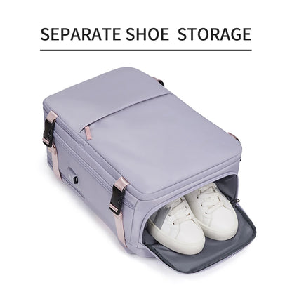 Women Travel Backpack With USB Charging Port, Business Laptop Backpack With Independent Shoes Storage,Girl For School Backpack