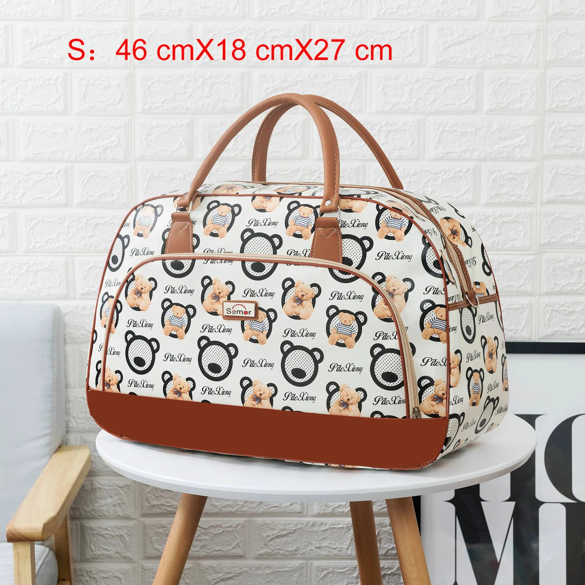 Women Travel Bags 2022 Fashion PU Leather Large Capacity Waterproof Print Luggage Duffle Bag Men Casual Travelling Weekend Bags