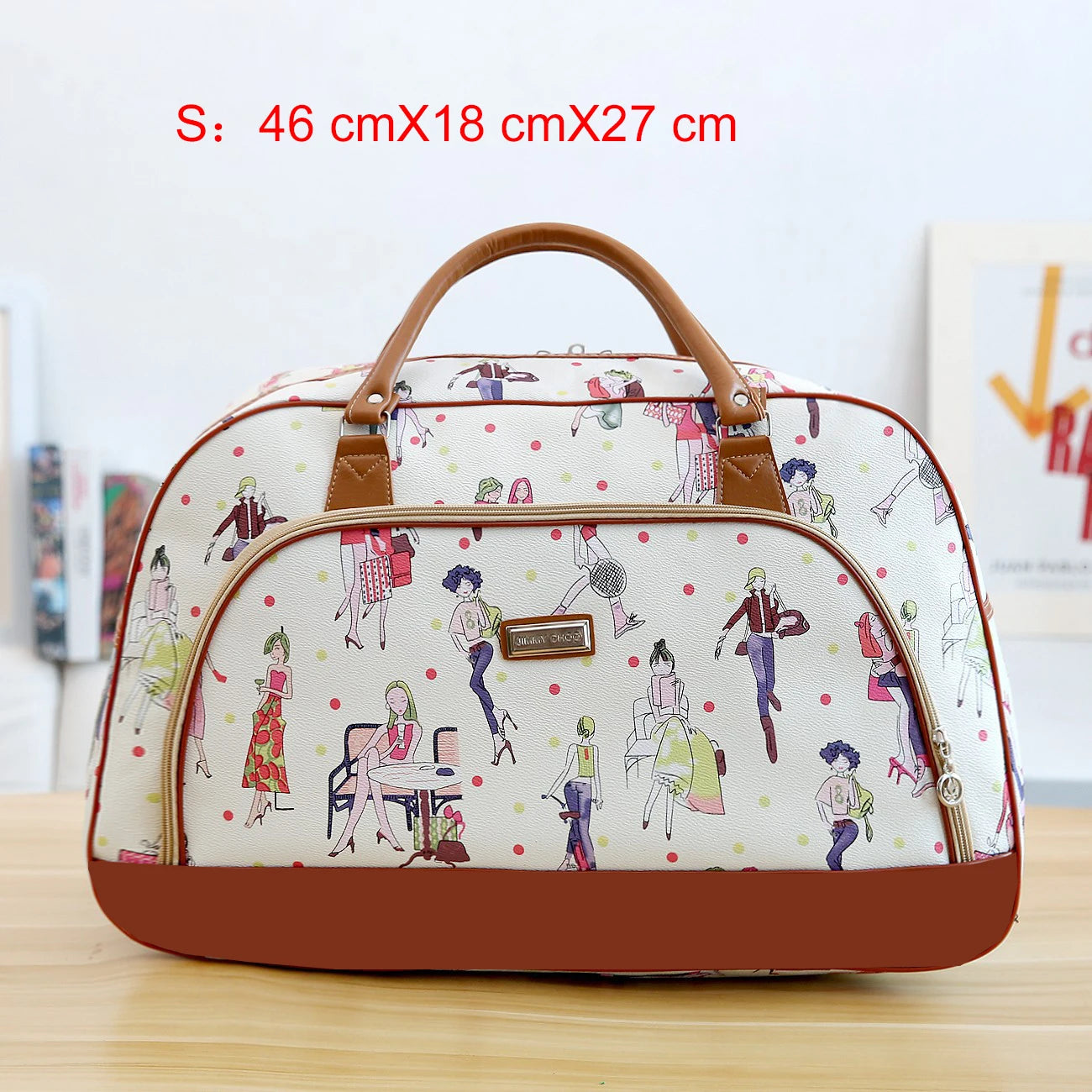 Women Travel Bags 2022 Fashion PU Leather Large Capacity Waterproof Print Luggage Duffle Bag Men Casual Travelling Weekend Bags