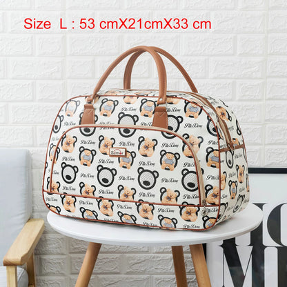 Women Travel Bags 2022 Fashion PU Leather Large Capacity Waterproof Print Luggage Duffle Bag Men Casual Travelling Weekend Bags