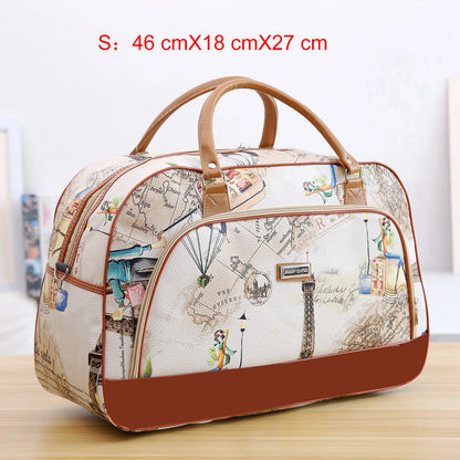 Women Travel Bags 2022 Fashion PU Leather Large Capacity Waterproof Print Luggage Duffle Bag Men Casual Travelling Weekend Bags