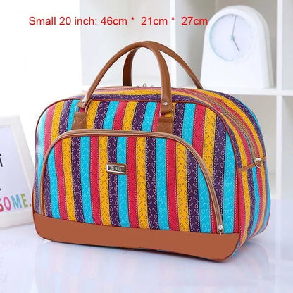 Women Travel Bags 2022 Fashion PU Leather Large Capacity Waterproof Print Luggage Duffle Bag Men Casual Travelling Weekend Bags
