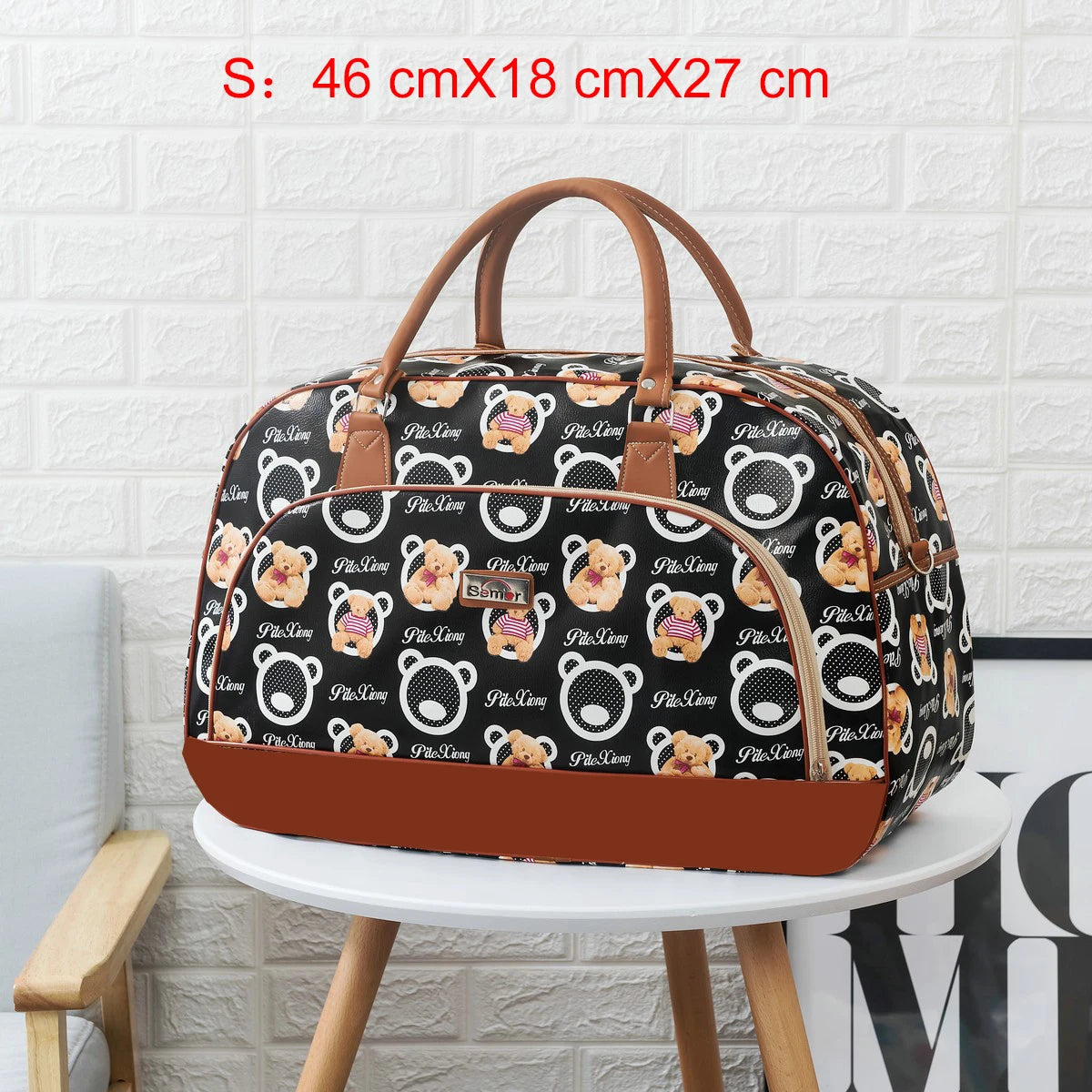Women Travel Bags 2022 Fashion PU Leather Large Capacity Waterproof Print Luggage Duffle Bag Men Casual Travelling Weekend Bags