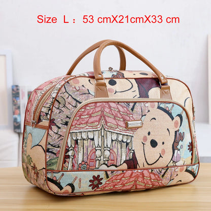 Women Travel Bags 2022 Fashion PU Leather Large Capacity Waterproof Print Luggage Duffle Bag Men Casual Travelling Weekend Bags
