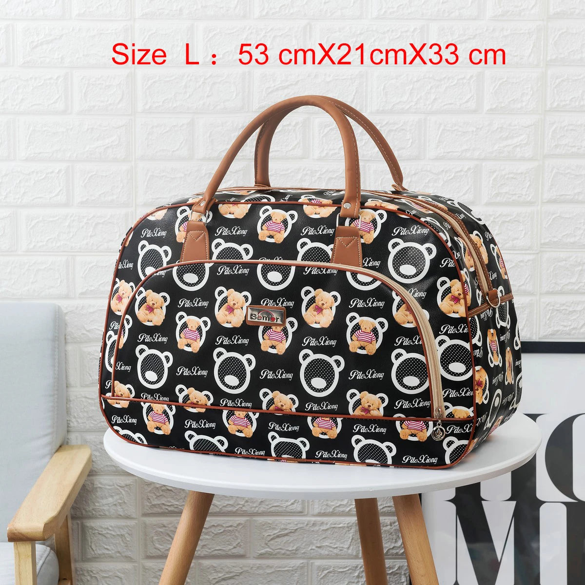 Women Travel Bags 2022 Fashion PU Leather Large Capacity Waterproof Print Luggage Duffle Bag Men Casual Travelling Weekend Bags