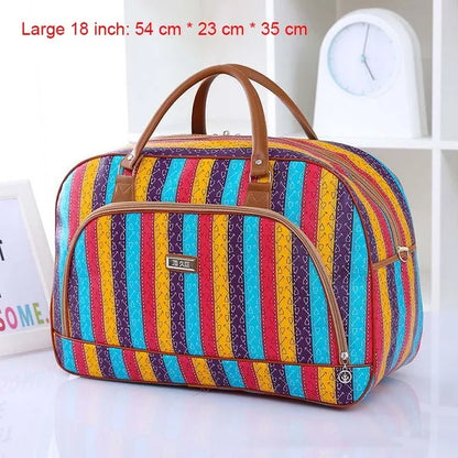 Women Travel Bags 2022 Fashion PU Leather Large Capacity Waterproof Print Luggage Duffle Bag Men Casual Travelling Weekend Bags