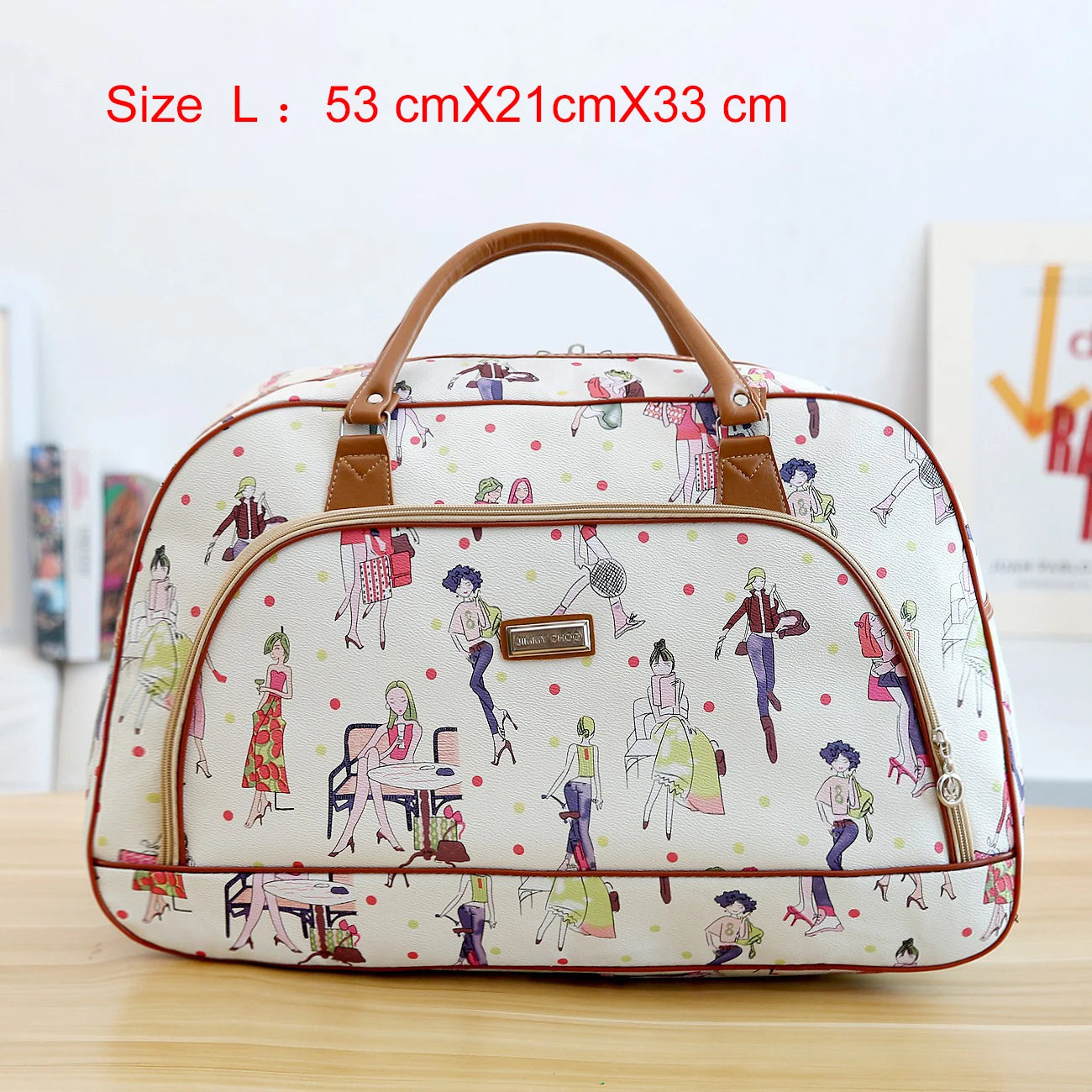 Women Travel Bags 2022 Fashion PU Leather Large Capacity Waterproof Print Luggage Duffle Bag Men Casual Travelling Weekend Bags