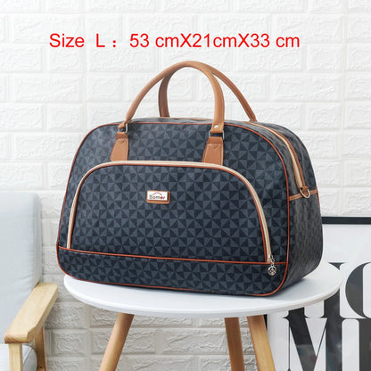 Women Travel Bags 2022 Fashion PU Leather Large Capacity Waterproof Print Luggage Duffle Bag Men Casual Travelling Weekend Bags