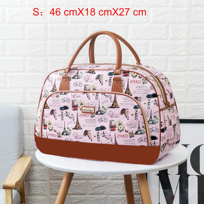 Women Travel Bags 2022 Fashion PU Leather Large Capacity Waterproof Print Luggage Duffle Bag Men Casual Travelling Weekend Bags