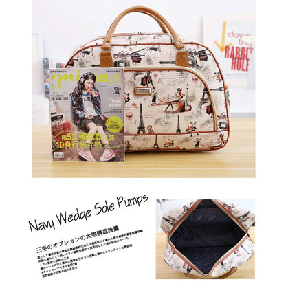 Women Travel Bags 2022 Fashion PU Leather Large Capacity Waterproof Print Luggage Duffle Bag Men Casual Travelling Weekend Bags