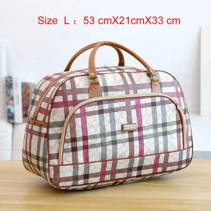Women Travel Bags 2022 Fashion PU Leather Large Capacity Waterproof Print Luggage Duffle Bag Men Casual Travelling Weekend Bags
