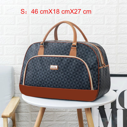 Women Travel Bags 2022 Fashion PU Leather Large Capacity Waterproof Print Luggage Duffle Bag Men Casual Travelling Weekend Bags