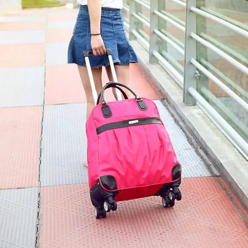 Women Travel Luggage handbag girls  trolley bags Cabin Waterproof Oxford Rolling Trolley suitcase Lady on Wheels wheels Drag bag