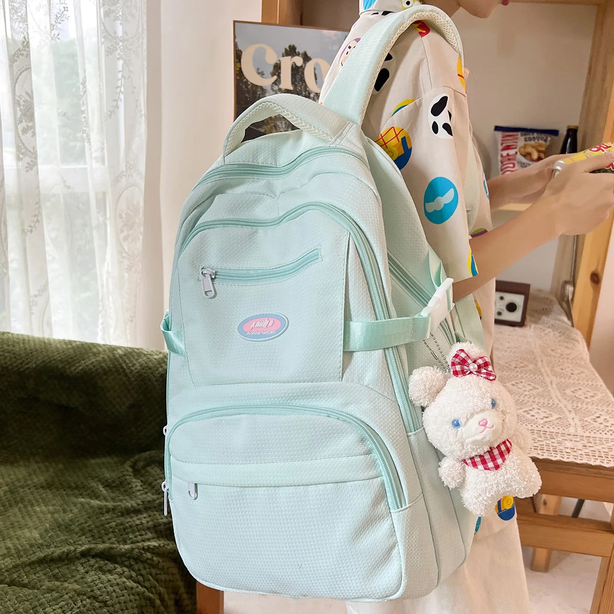Women Travel Teen Student School Bag New Girl Kawaii Trendy Book Bag Female Cute Nylon Laptop College Backpack Lady Cool Fashion