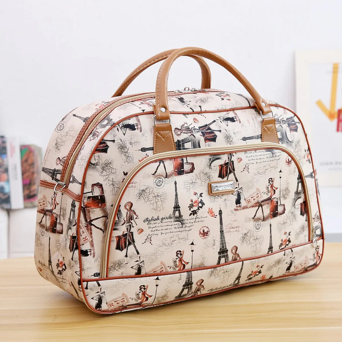 Women Travel Tote Bags Fashion PU Leather Large Capacity Luggage bag Waterproof Duffle Bag Casual  Weekend Travel Bag Organizer