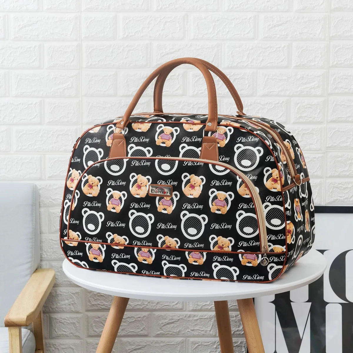 Women Travel Tote Bags Fashion PU Leather Large Capacity Luggage bag Waterproof Duffle Bag Casual  Weekend Travel Bag Organizer