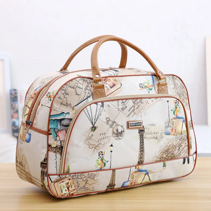 Women Travel Tote Bags Fashion PU Leather Large Capacity Luggage bag Waterproof Duffle Bag Casual  Weekend Travel Bag Organizer