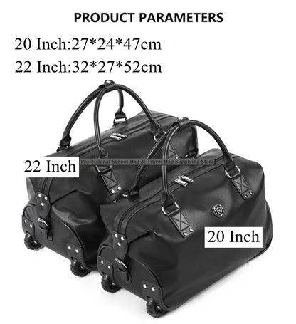 Women Travel Trolley Bag Travel Wheeled handbag 20 Inch 22 Inch PU leather travel luggage bag with wheels Carry on hand luggage