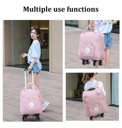 Women Travel Trolley bag waterproof Multifunctional use Rolling luggage bags Travel Backpack bag with wheeled backpack suitcase