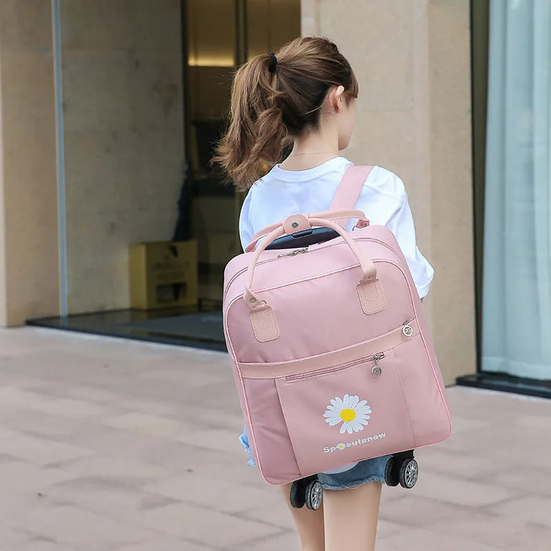 Women Travel Trolley bag waterproof Multifunctional use Rolling luggage bags Travel Backpack bag with wheeled backpack suitcase