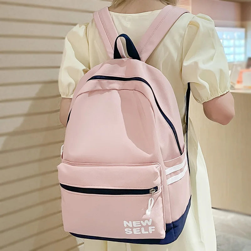 Women Trendy Pink School Bag Ladies Cute Nylon College Girl Travel Book Cool Fashion Female Laptop Bags Teenage Backpack Student