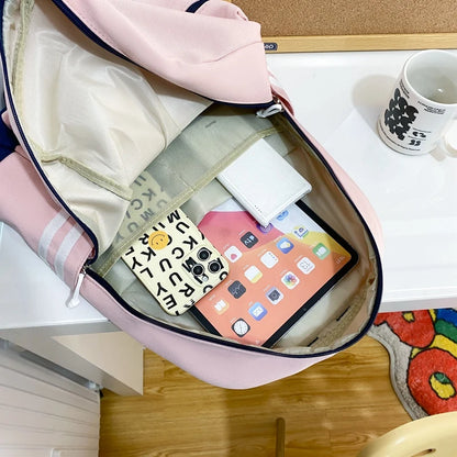 Women Trendy Pink School Bag Ladies Cute Nylon College Girl Travel Book Cool Fashion Female Laptop Bags Teenage Backpack Student