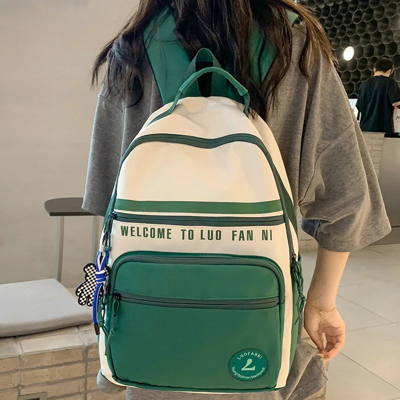 Women Trendy Red Nylon Student Backpack Cool Lady Leisure Book Bag Female Laptop College Backpack Fashion Girl Travel School Bag