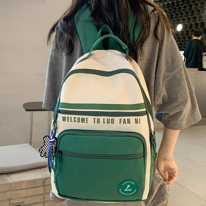 Women Trendy Red Nylon Student Backpack Cool Lady Leisure Book Bag Female Laptop College Backpack Fashion Girl Travel School Bag
